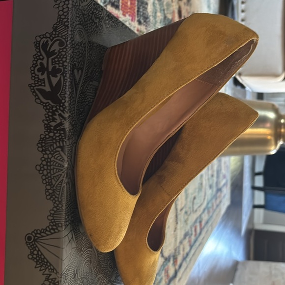 Mix No. 6 Shoes Mix No6 Otavia Mustard Color Suede Wedge Heels